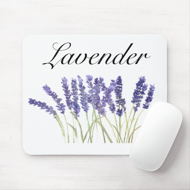 Alfombrilla De Ratón Flores de lavanda hierbas acuáticas moda púrpura (Con ratón)