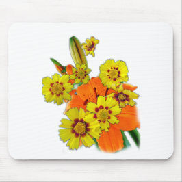 Alfombrilla De Ratón Flores de lirio naranja y margarita