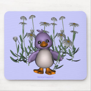 Alfombrilla De Ratón Flores de margarita de pájaro morado Cute Mousepad
