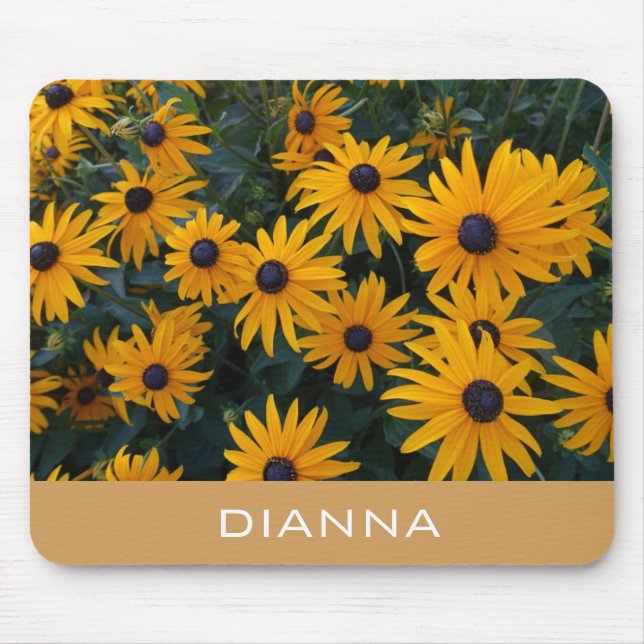 Alfombrilla De Ratón flores de margarita doradas de bonito, añade tu no (Frente)