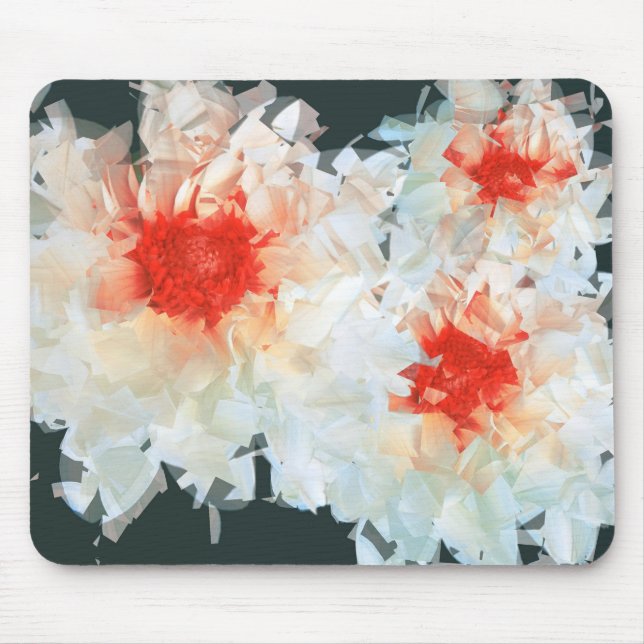 Alfombrilla De Ratón Flores de Mousepad Cubist blanco negro (Frente)