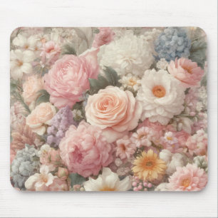 Alfombrilla De Ratón Flores de Pastel Estilo Shabby Chic Patrón Floral 