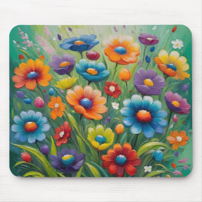 Alfombrilla De Ratón Flores de primavera coloridas (Frente)