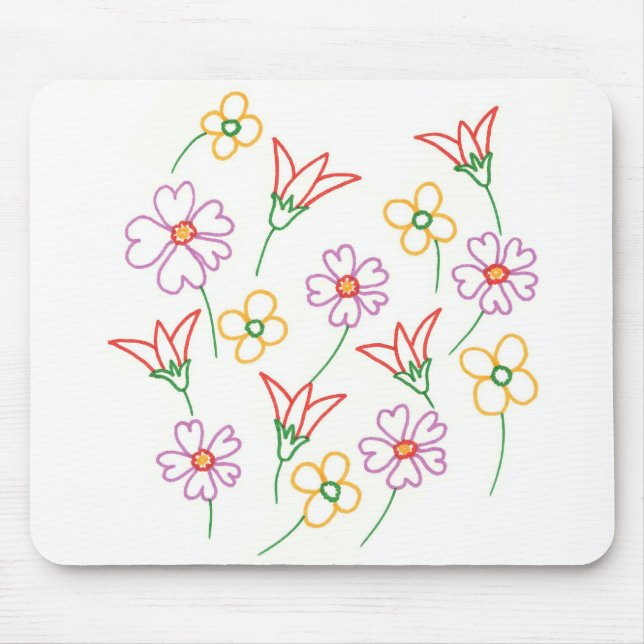 Alfombrilla De Ratón Flores De Primavera Floral Dibujando Mousepads Col (Frente)