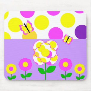 Alfombrilla De Ratón Flores de Punto de Polka Cute Mousepad