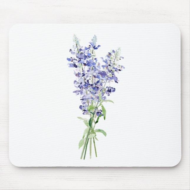 Alfombrilla De Ratón flores de salvia de mealycup azul buquet acuarela (Frente)