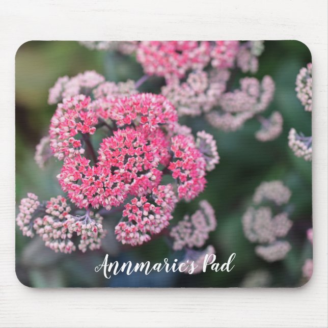 Alfombrilla De Ratón Flores de Stonecup de mariposa rosa y blanca (Frente)