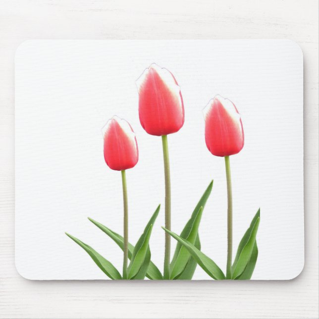 Alfombrilla De Ratón Flores de tulipán rojo primavera (Frente)