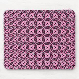 Alfombrilla De Ratón Flores egipcias antiguas - Rosa sobre negro