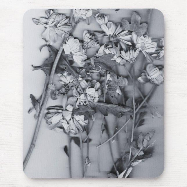 Alfombrilla De Ratón Flores en blanco y negro (Frente)