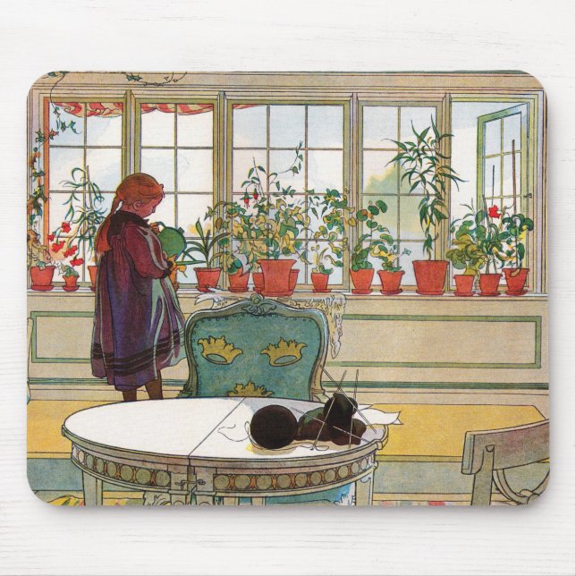 Alfombrilla De Ratón Flores en el Windowsill por Carl Larsson (Frente)