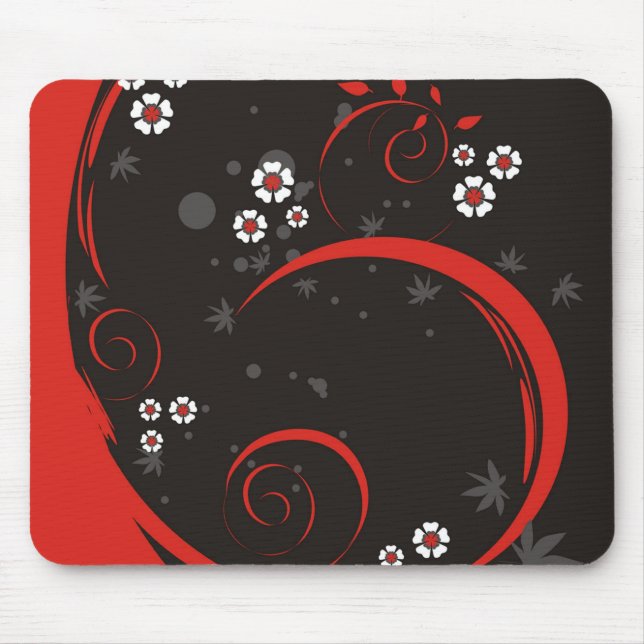 Alfombrilla De Ratón Flores en negro - Mousepad (Frente)
