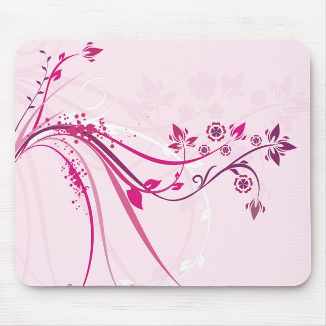 Alfombrilla De Ratón Flores en rosa - Mousepad (Frente)