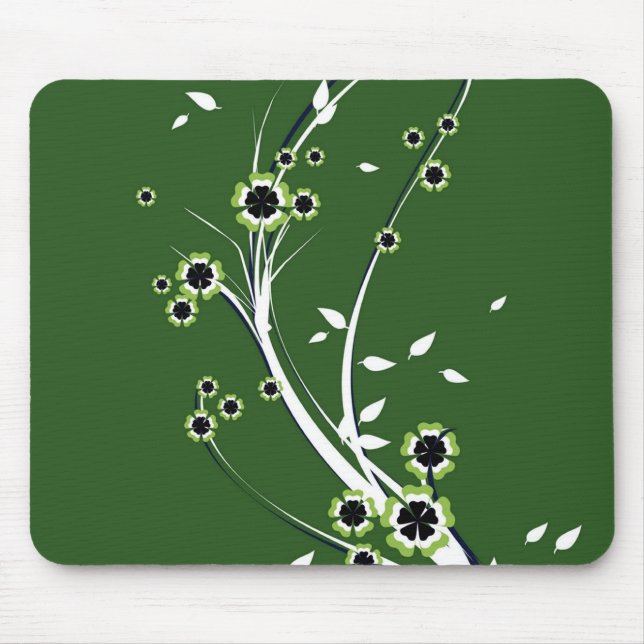 Alfombrilla De Ratón Flores en verde - Mousepad (Frente)