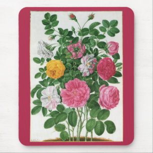 Alfombrilla De Ratón Flores florecientes vintage, Rosas de Jardín de Pr