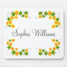 Alfombrilla De Ratón Flores japonesas naranjas blancas