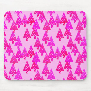 Alfombrilla De Ratón Flores modernas árboles de Navidad - rosa fucsia
