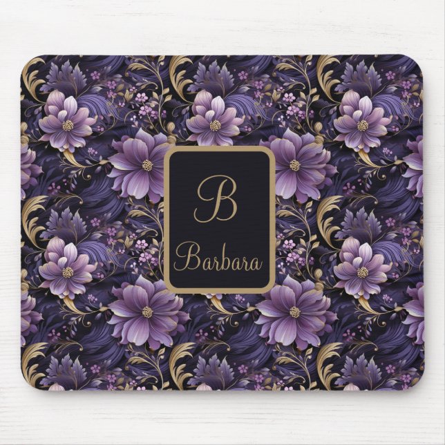 Alfombrilla De Ratón Flores Moradas Personalizadas (Frente)