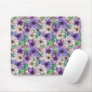 Alfombrilla De Ratón Flores moradas y rosas