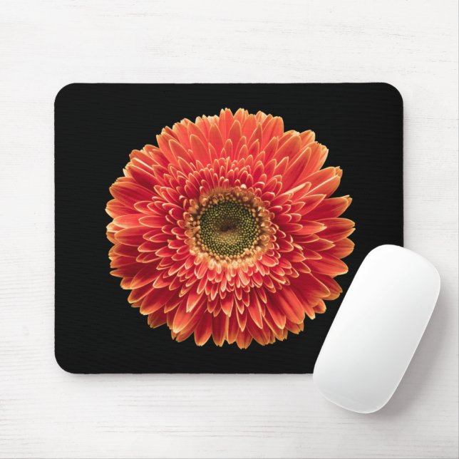 Alfombrilla De Ratón Flores | Naranja Gerbera Daisy (Con ratón)