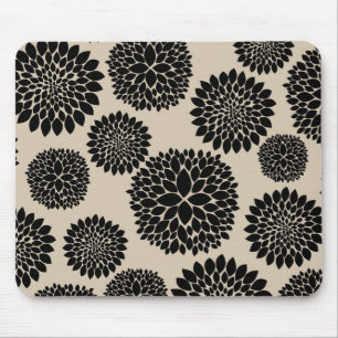 Alfombrilla De Ratón Flores negras crema