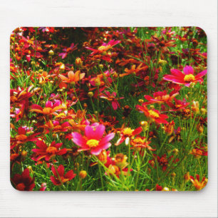 Alfombrilla De Ratón Flores negras rosadas y amarillas Daisy Wild