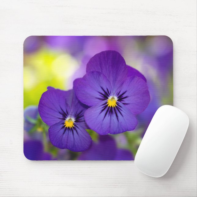 Alfombrilla De Ratón Flores | Pansies morados (Con ratón)