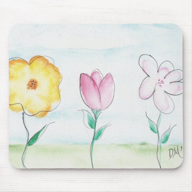 Alfombrilla De Ratón Flores primitivas pintadas (Frente)