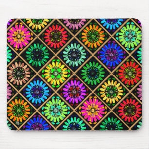 Alfombrilla De Ratón Flores radiantes abstractas con floraciones surrea