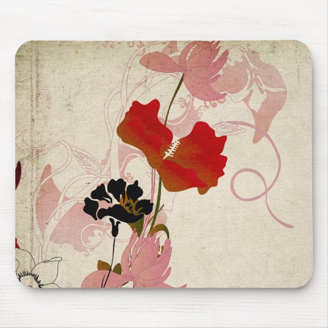 Alfombrilla De Ratón Flores retras Mousepad (Frente)
