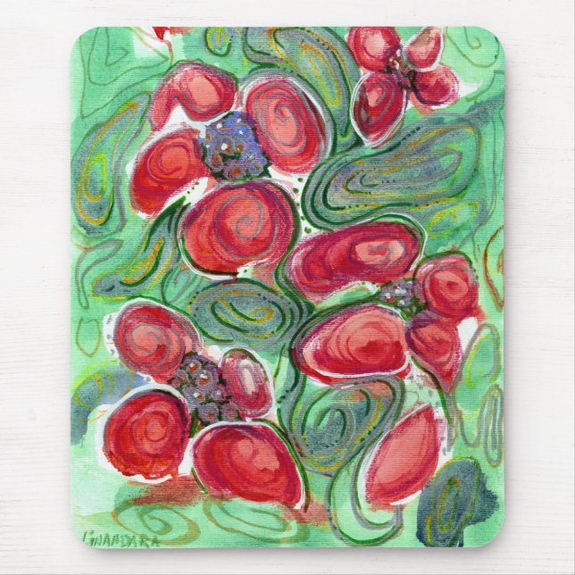 Alfombrilla De Ratón Flores rojas (Frente)