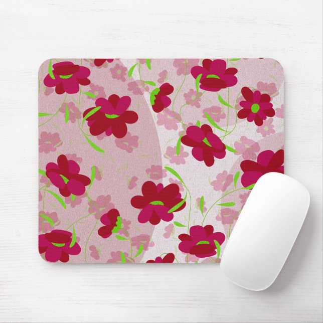 Alfombrilla De Ratón Flores rosadas y rojas - Floral (Con ratón)