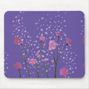 Alfombrilla De Ratón Flores rosas con fondo morado