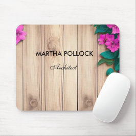 Alfombrilla De Ratón Flores rosas madera marrón