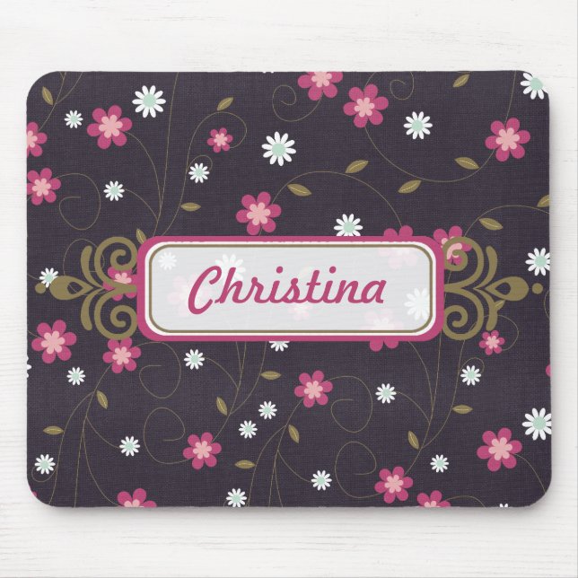 Alfombrilla De Ratón Flores rosas Mousepad (Frente)