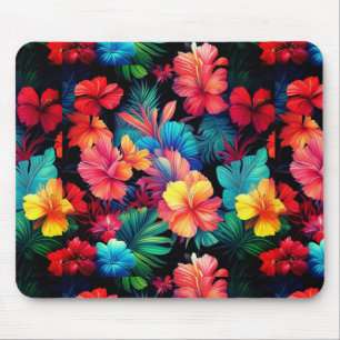 Alfombrilla De Ratón Flores tropicales Naranja floral hojas-66771