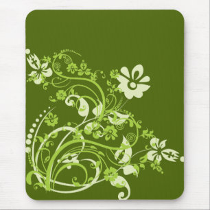 Alfombrilla De Ratón Flores verdes