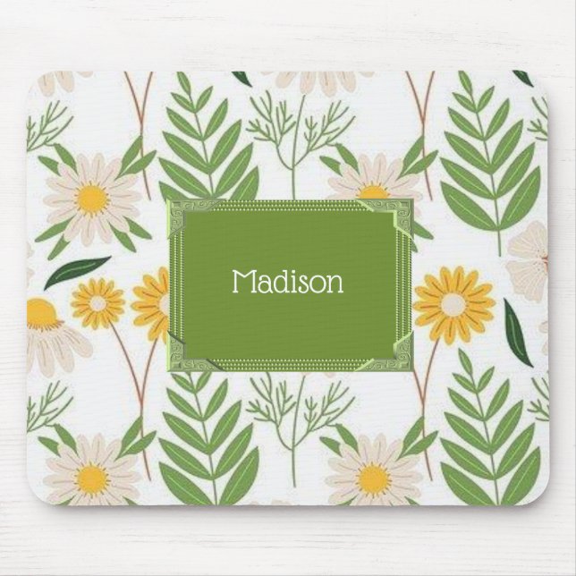 Alfombrilla De Ratón Flores Verdes Almohadilla de ratón! (Frente)