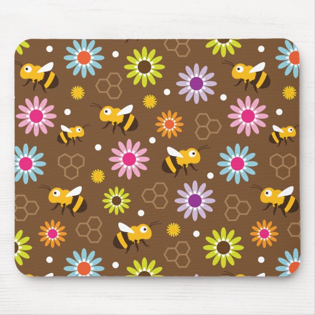 Alfombrilla De Ratón Flores y abejas (Frente)