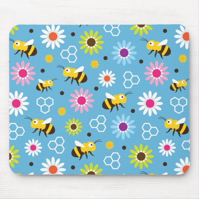 Alfombrilla De Ratón Flores y abejas (Frente)