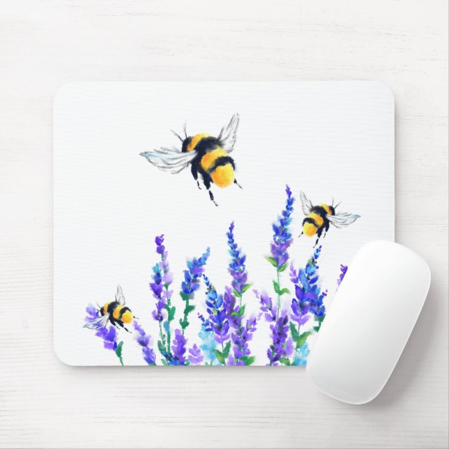 Alfombrilla De Ratón Flores y abejas Flying Mouse Pad (Con ratón)