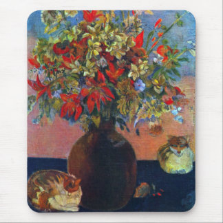 Alfombrilla De Ratón Flores y Gatos de Paul Gauguin, Arte Antiguo Fino