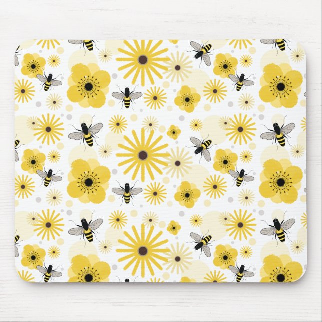 Alfombrilla De Ratón Flores y lunares Mousepad de las abejas (Frente)