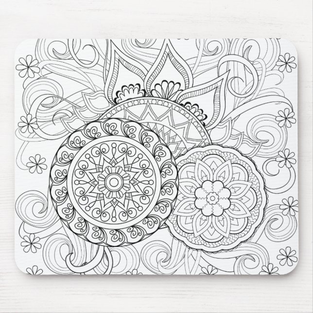 Alfombrilla De Ratón Flores y mandalas del Doodle (Frente)