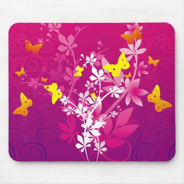 Alfombrilla De Ratón Flores y mariposas (Frente)