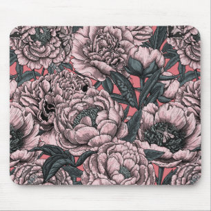 Alfombrilla De Ratón Flores y polillas rosadas