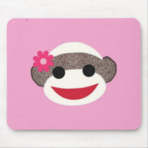 Alfombrilla De Ratón Florista rosado del mono del calcetín