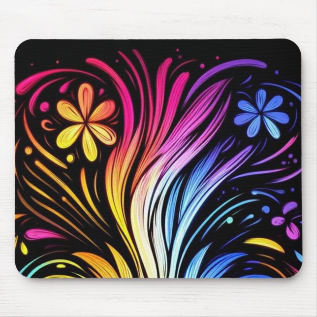 Alfombrilla De Ratón Flower Power on a 1970s Style Desktop Computer (Frente)