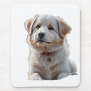 Alfombrilla De Ratón Fluffy White and Tan Puppy Portrait