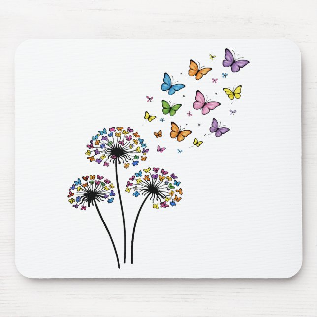 Alfombrilla De Ratón Flujo de mariposas de diente de león (Frente)